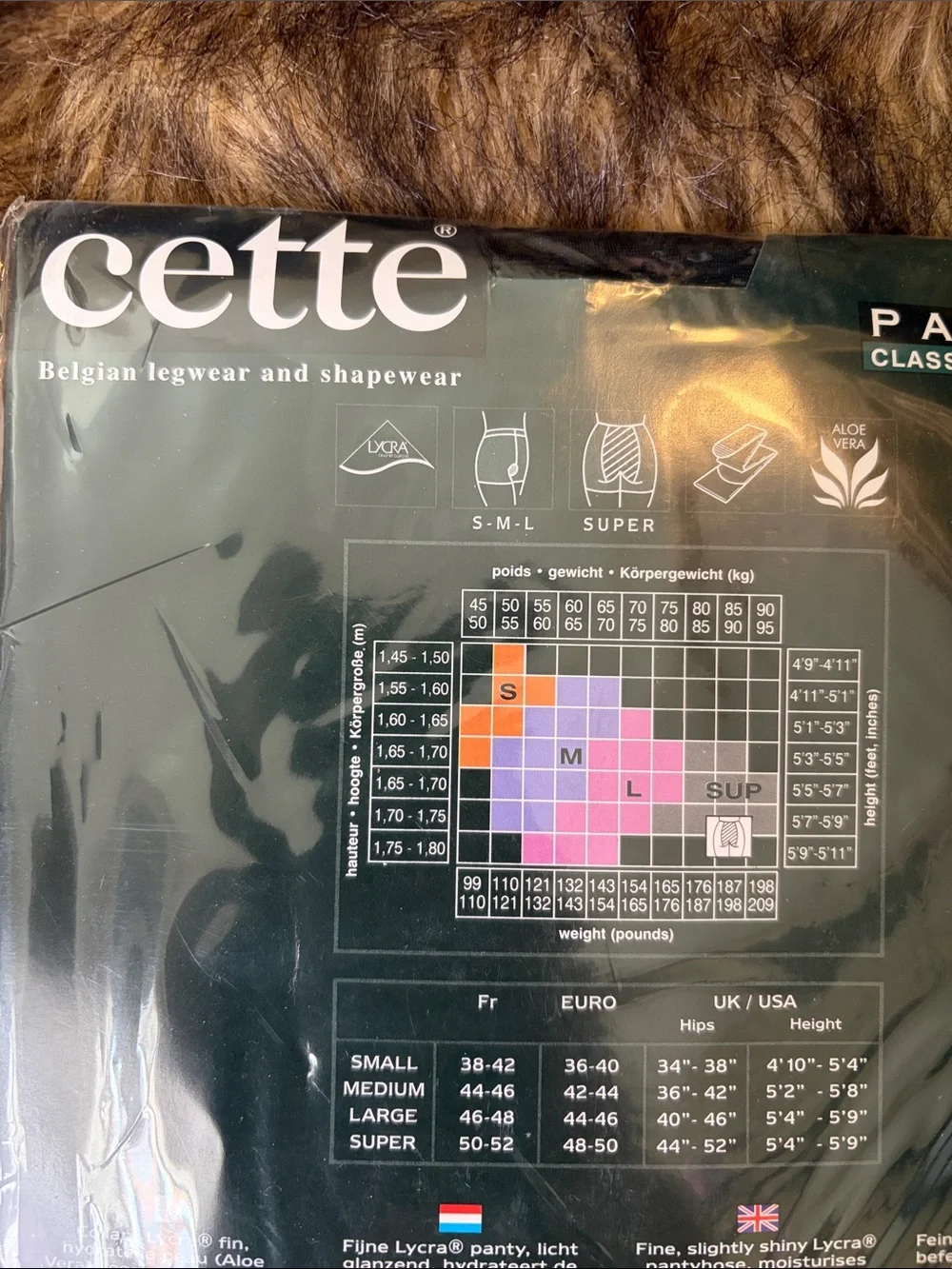 Cette Panama Classic Collection 15 denier-Aloe Vera Tights Black Size Super